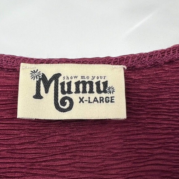 Show Me Your Mumu Womens Toby Tie Textured Swing Dress XL Maroon Burgundy - Picture 4 of 9
